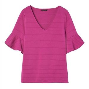 NEW Banana Republic pink flounce sleeve top